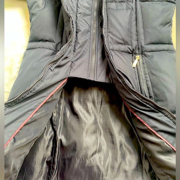 Vince Camuto Womens Puffer Down Hooded Coat Navy Blue Double Zip Pockets - Picture 7 of 16